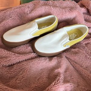 Mustard yellow and white Vans. Size 7.5 never worn